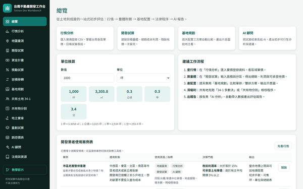 台南不動產開發工作台 的畫面